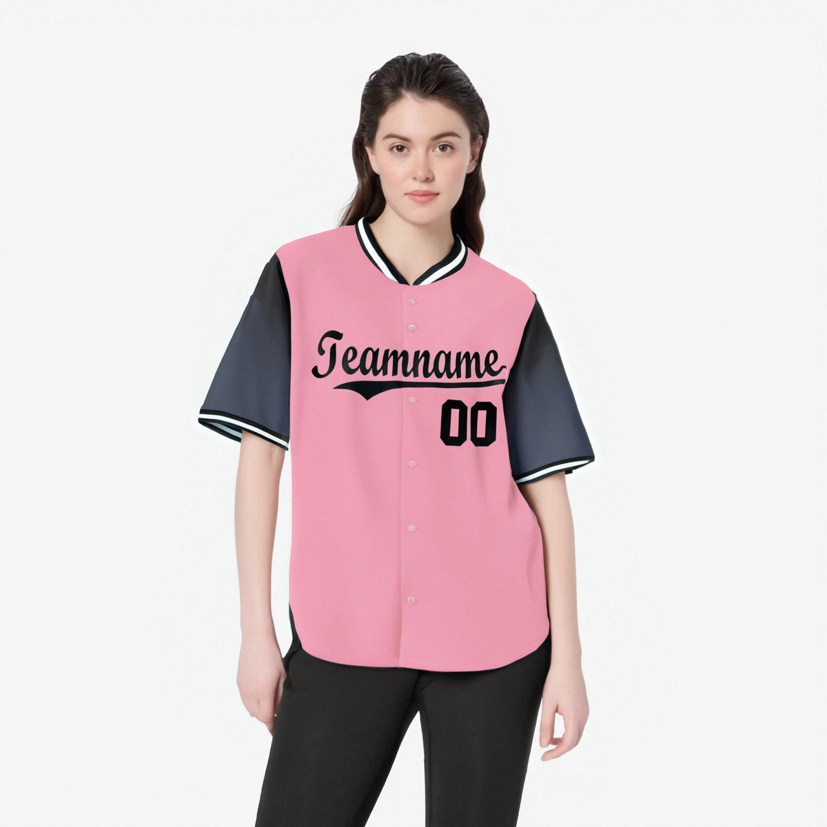 Custom Light Pink Black Gradient Fashion Authentic Baseball Jersey