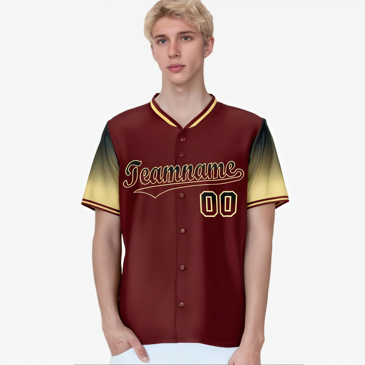 Custom Crimson Navy-Old Gold Gradient Fashion Authentic Baseball Jersey