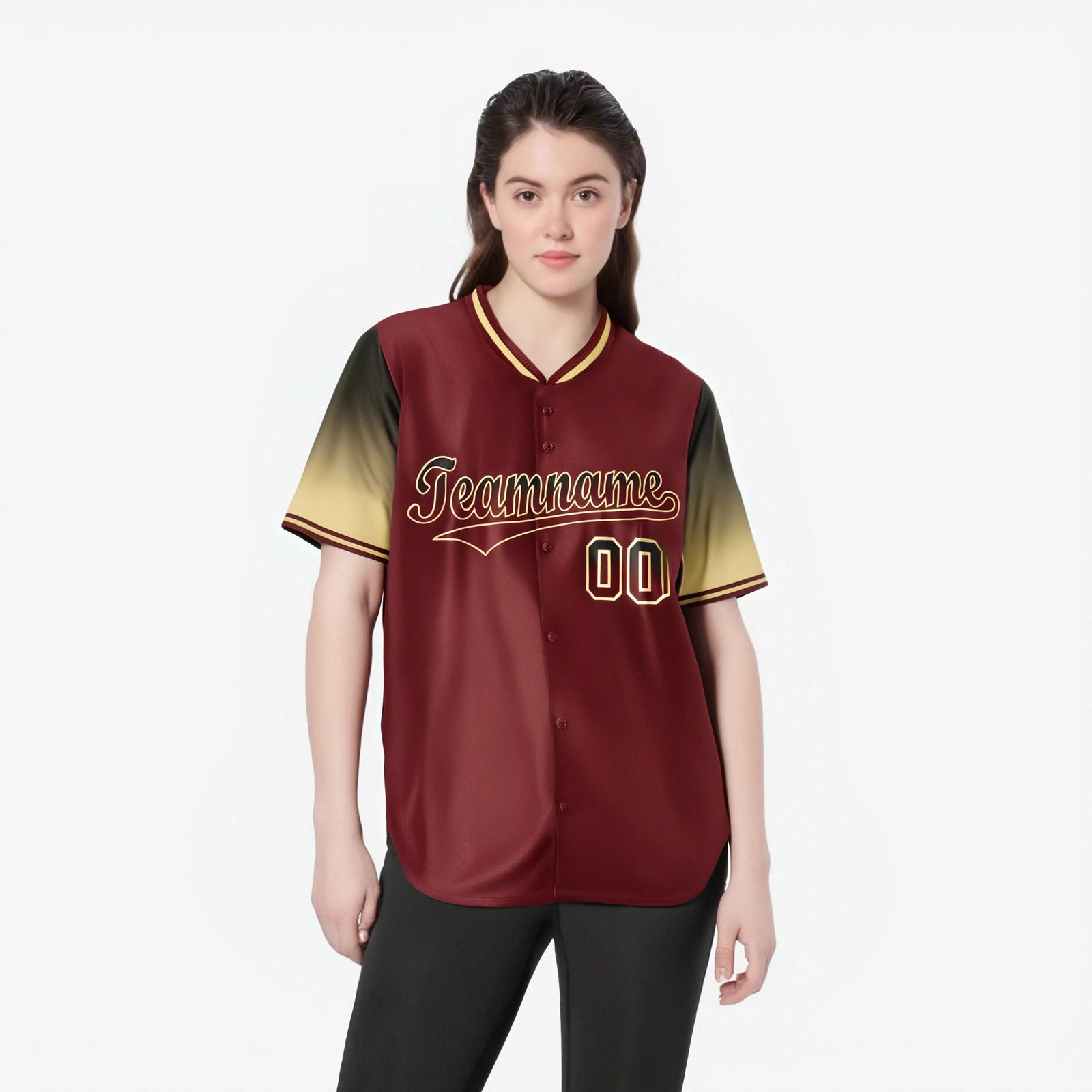 Custom Crimson Navy-Old Gold Gradient Fashion Authentic Baseball Jersey