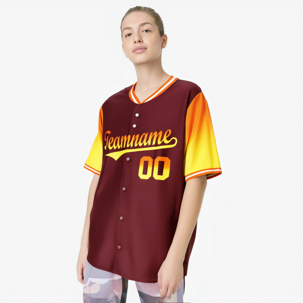 Custom Crimson Orange-Gold Gradient Fashion Authentic Baseball Jersey