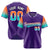 Custom Purple Orange-Aqua Gradient Fashion Authentic Baseball Jersey