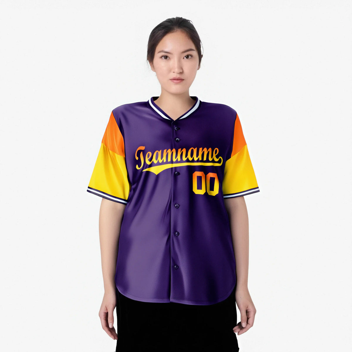Custom Purple Orange-Gold Gradient Fashion Authentic Baseball Jersey