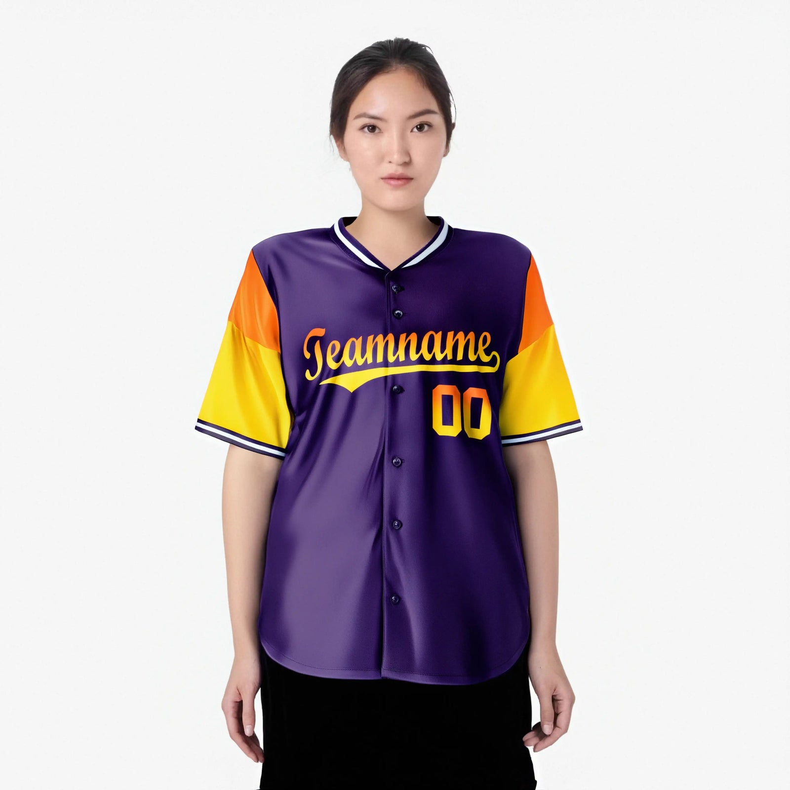 Custom Purple Orange-Gold Gradient Fashion Authentic Baseball Jersey