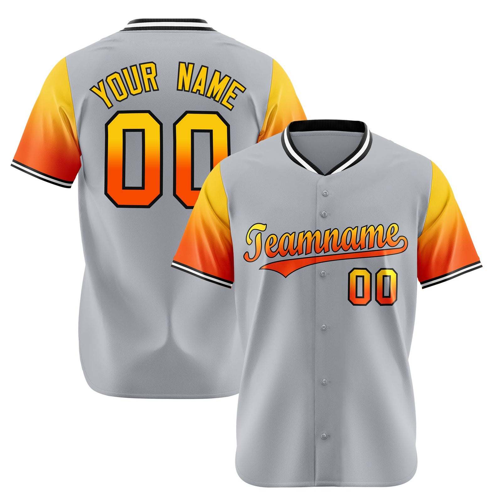 Custom Gray Gold-Orange Gradient Fashion Authentic Baseball Jersey
