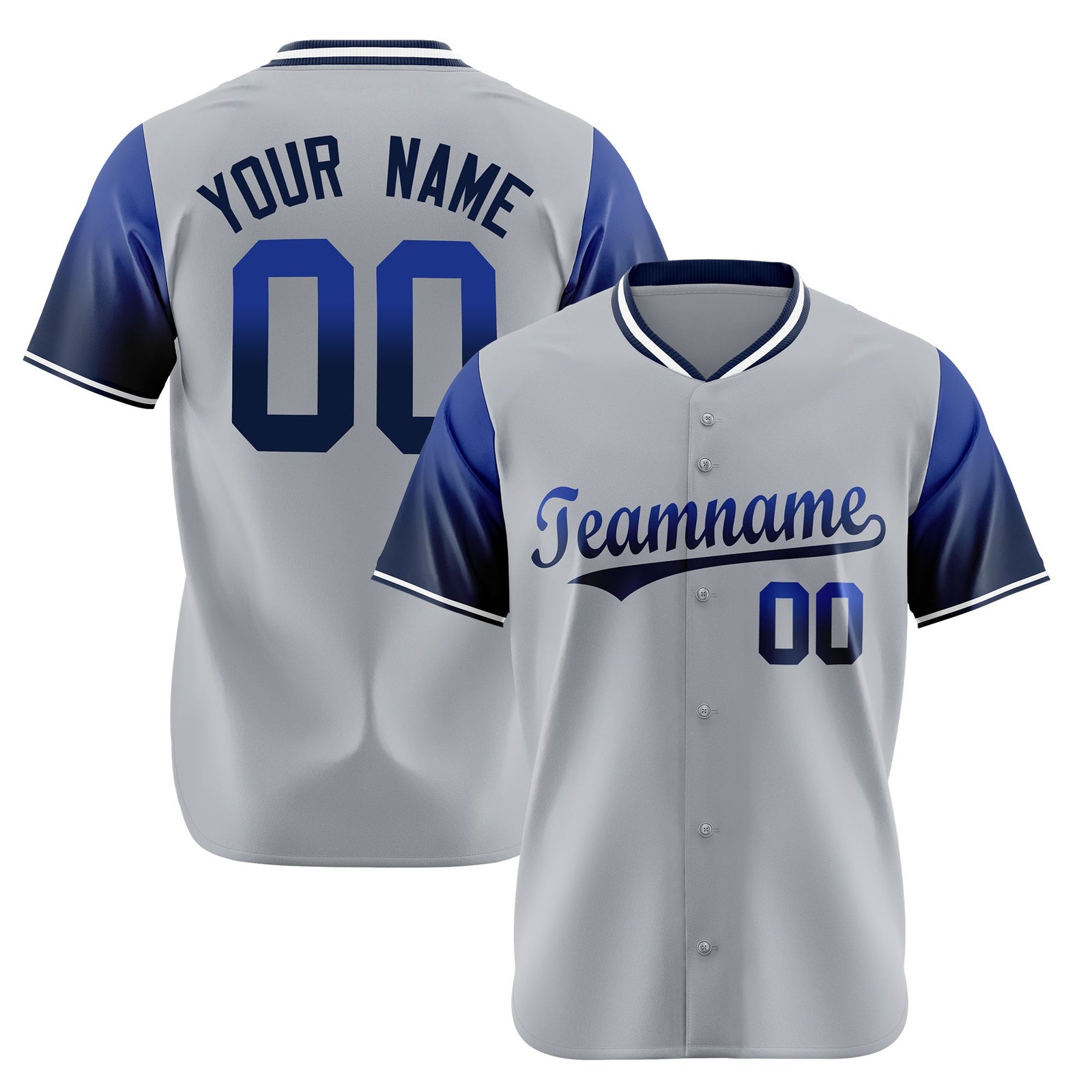 Custom Gray Royal Blue-Navy Gradient Fashion Authentic Baseball Jersey