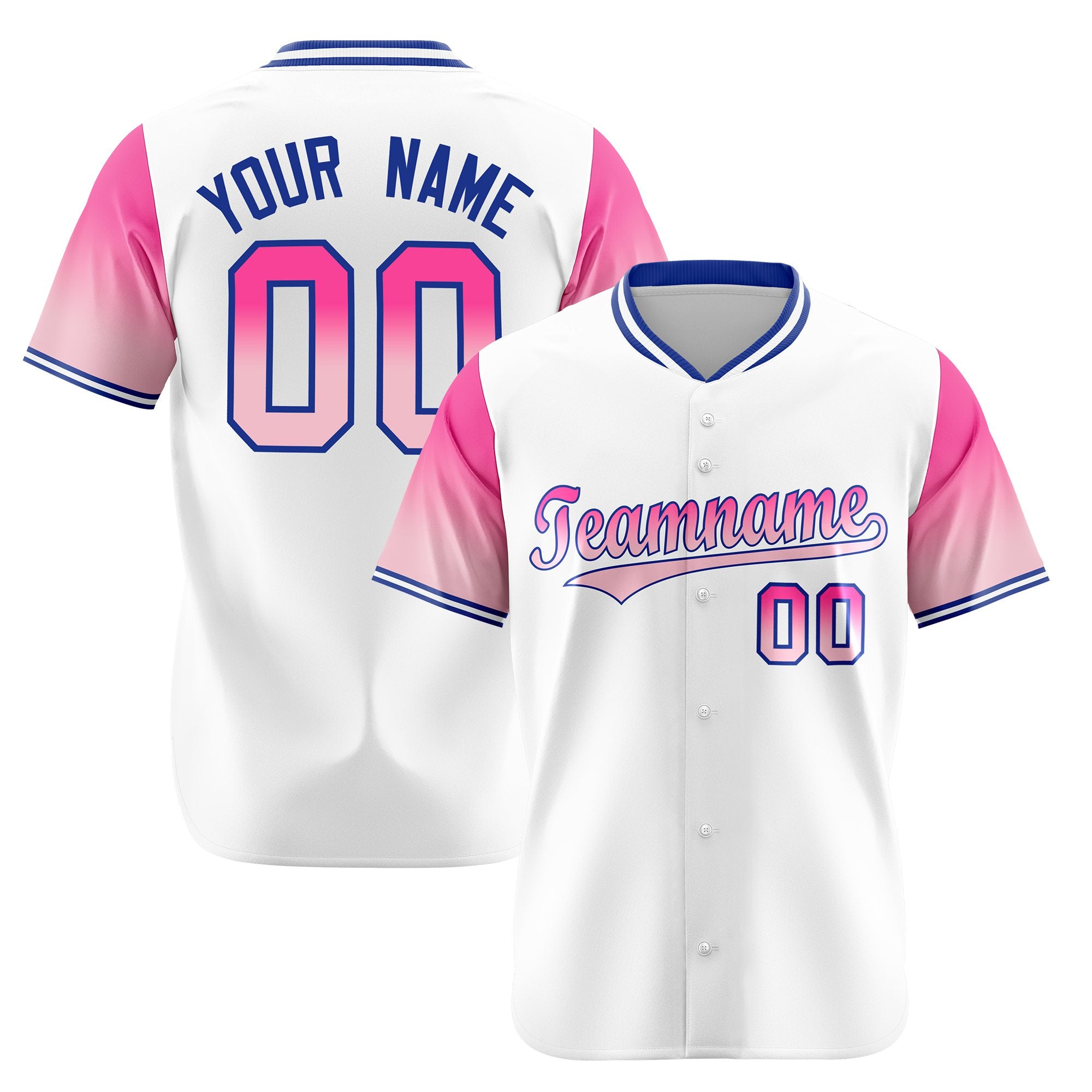 Custom White Pink-Light Pink Gradient Fashion Authentic Baseball Jersey