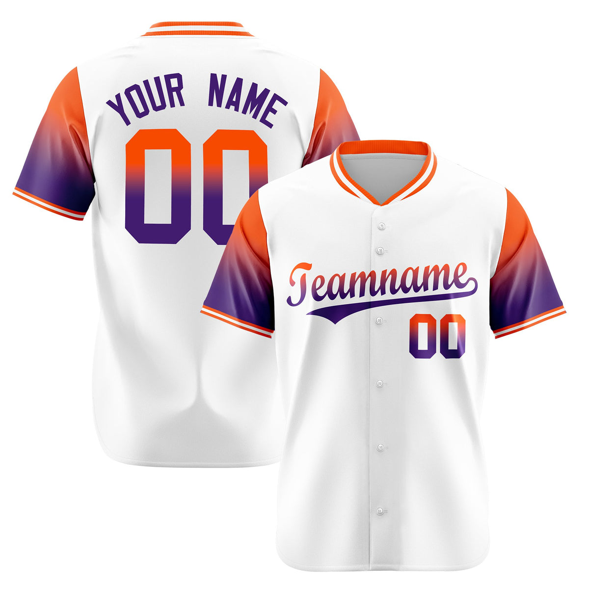 Custom White Orange-Purple Gradient Fashion Authentic Baseball Jersey