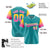 Custom Aqua Gold-Pink Gradient Fashion Authentic Baseball Jersey