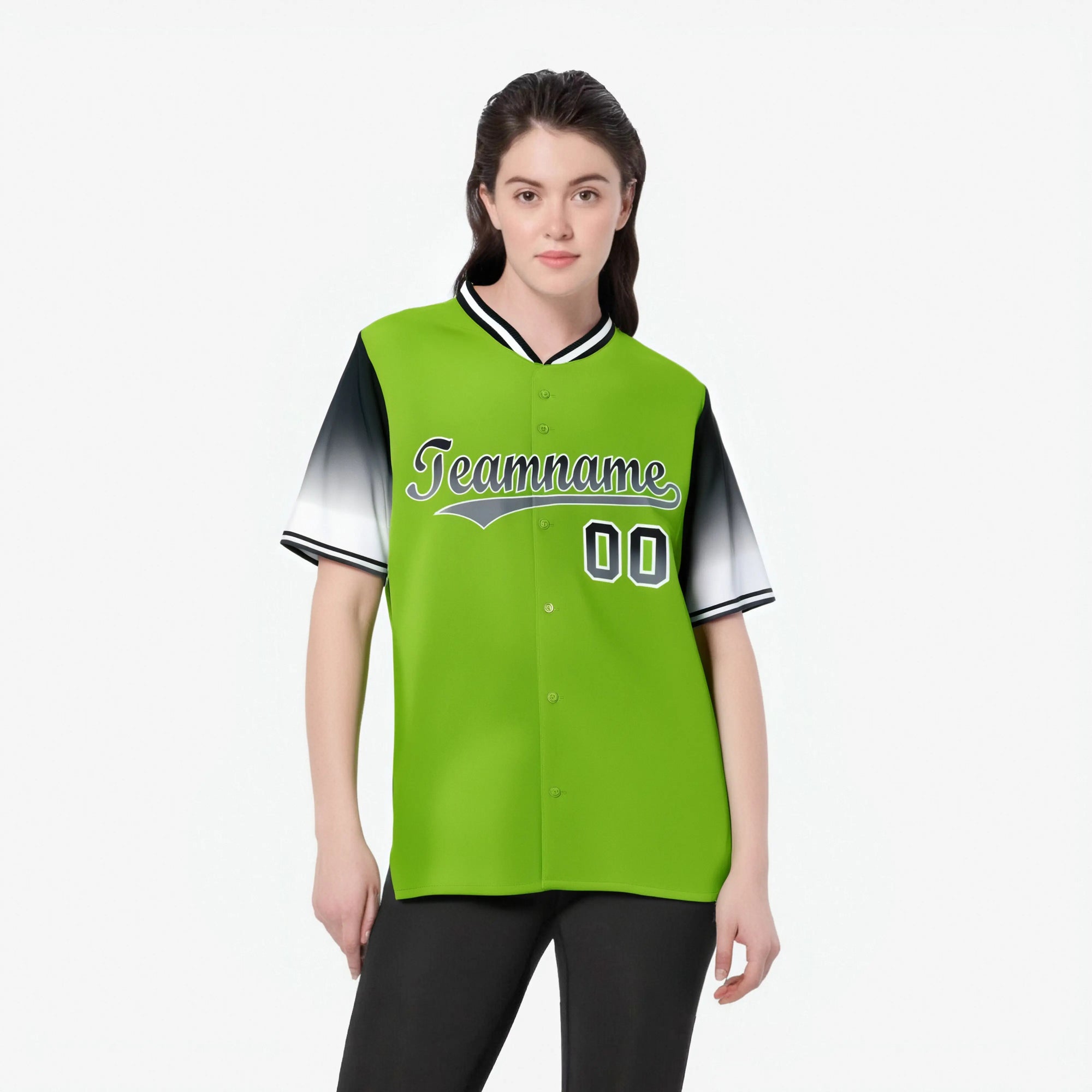 Custom Neon Green Dark Gray-Gray Gradient Fashion Authentic Baseball Jersey