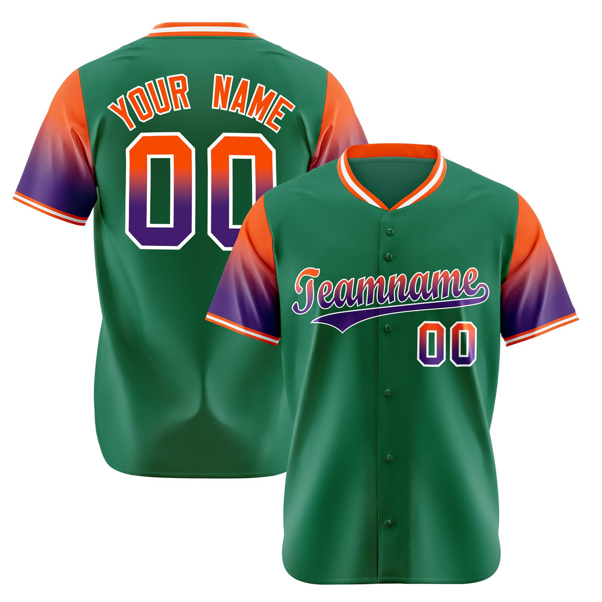 Custom Green Orange-Purple Gradient Fashion Authentic Baseball Jersey