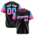 Custom Black Powder Blue-Pink Gradient Fashion Authentic Baseball Jersey