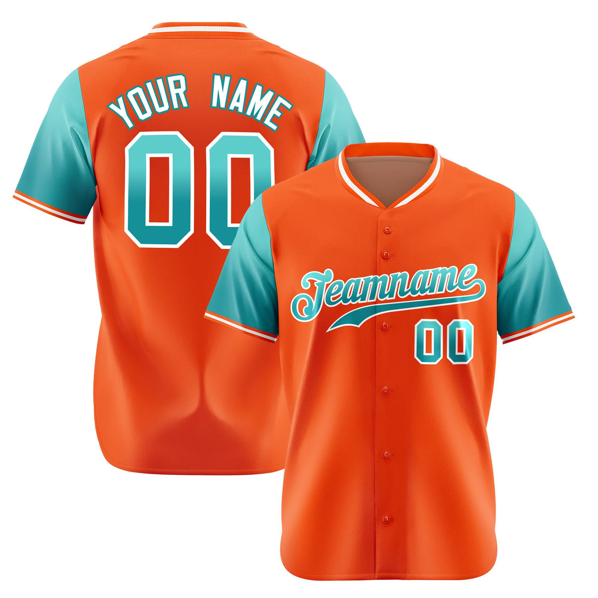 Custom Orange Aqua Gradient Fashion Authentic Baseball Jersey