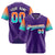 Custom Purple Orange-Aqua Gradient Fashion Authentic Baseball Jersey