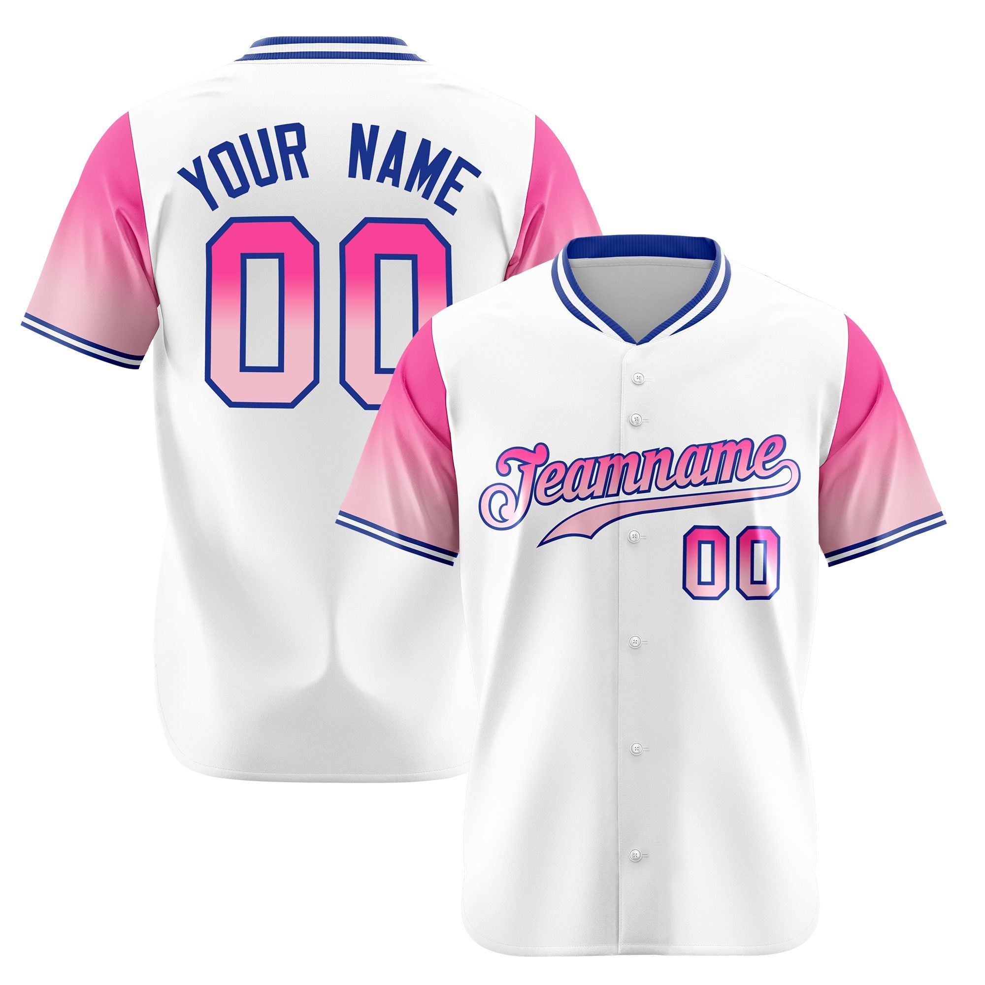 Custom White Pink-Light Pink Gradient Fashion Authentic Baseball Jersey