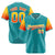 Custom Aqua Gold-Orange Gradient Fashion Authentic Baseball Jersey