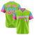 Custom Neon Green Powder Blue-Pink Gradient Fashion Authentic Baseball Jersey