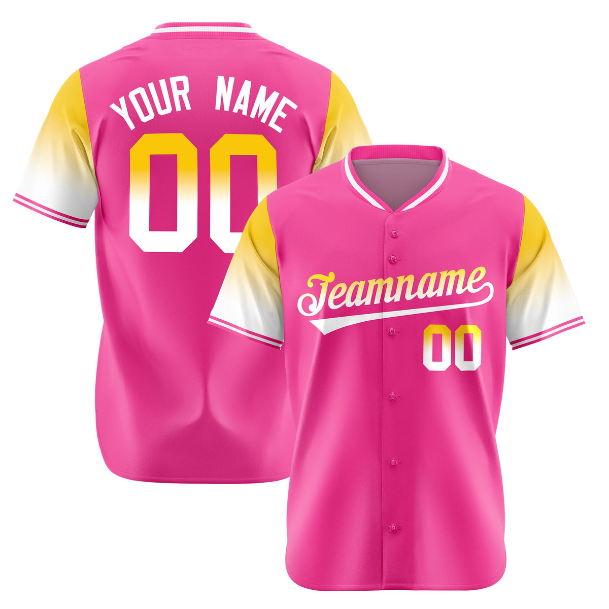 Custom Pink Gold-White Gradient Fashion Authentic Baseball Jersey