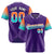 Custom Purple Orange-Aqua Gradient Fashion Authentic Baseball Jersey