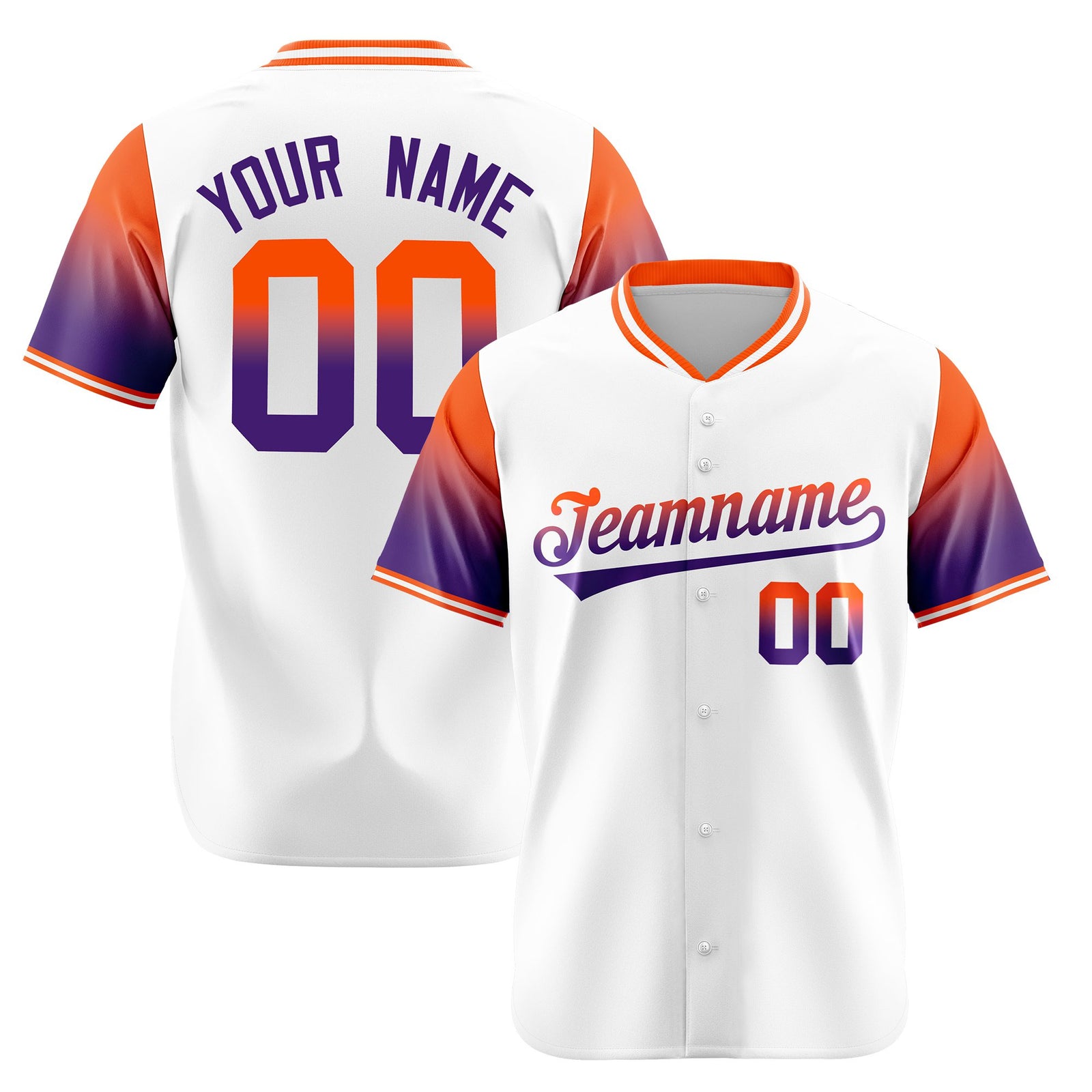 Custom White Orange-Purple Gradient Fashion Authentic Baseball Jersey