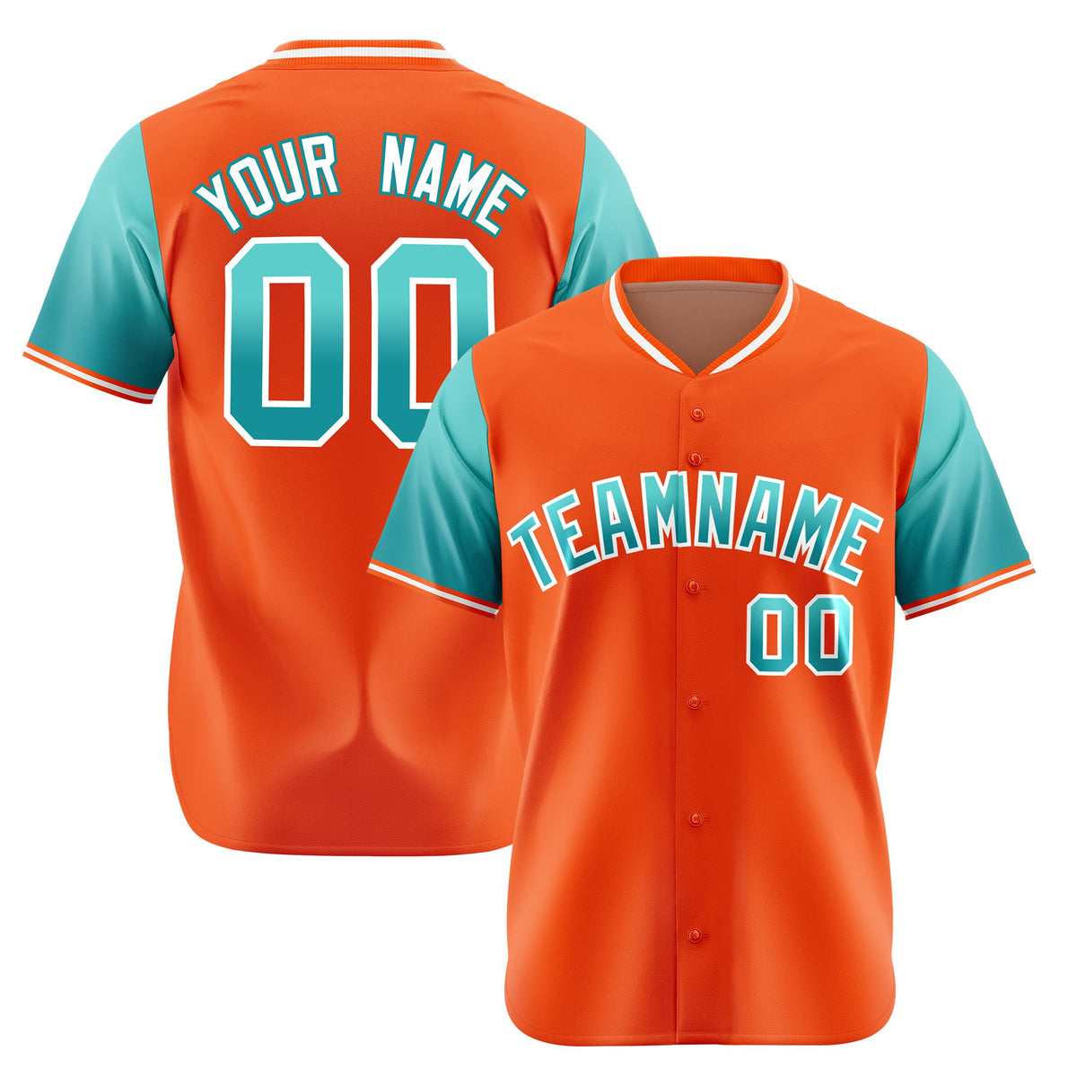 Custom Orange Aqua Gradient Fashion Authentic Baseball Jersey