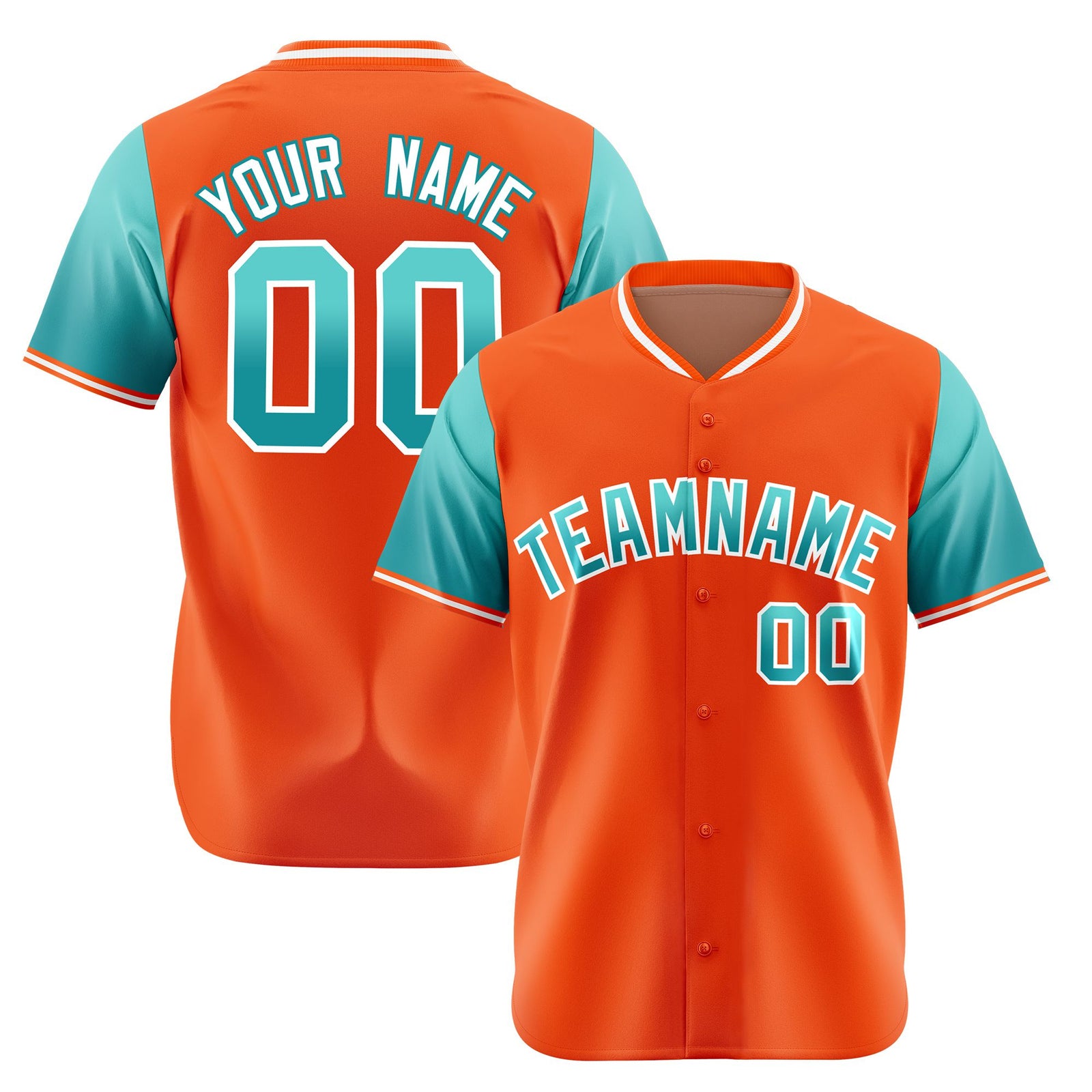 Custom Orange Aqua Gradient Fashion Authentic Baseball Jersey