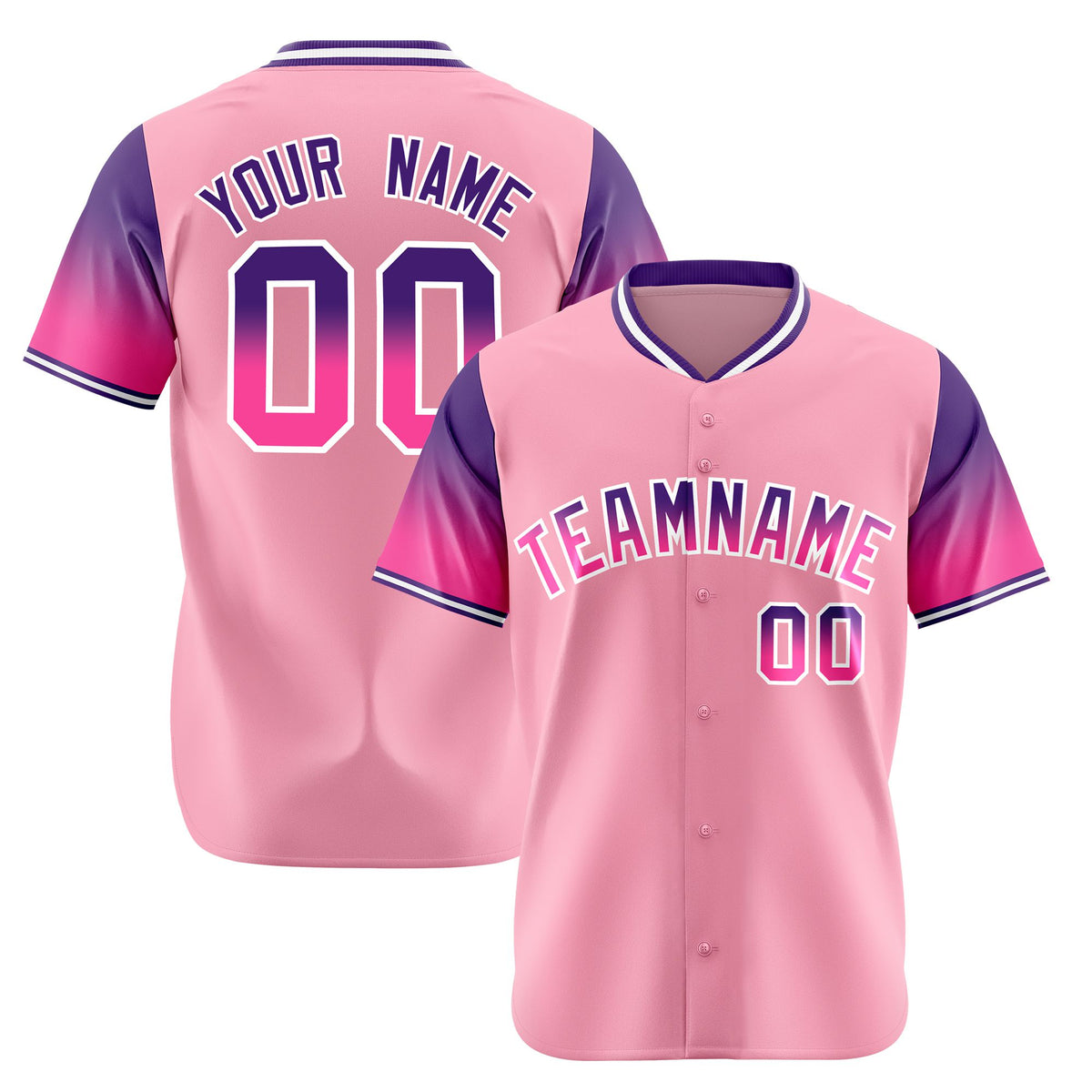 Custom Light Pink Purple-Pink Gradient Fashion Authentic Baseball Jersey