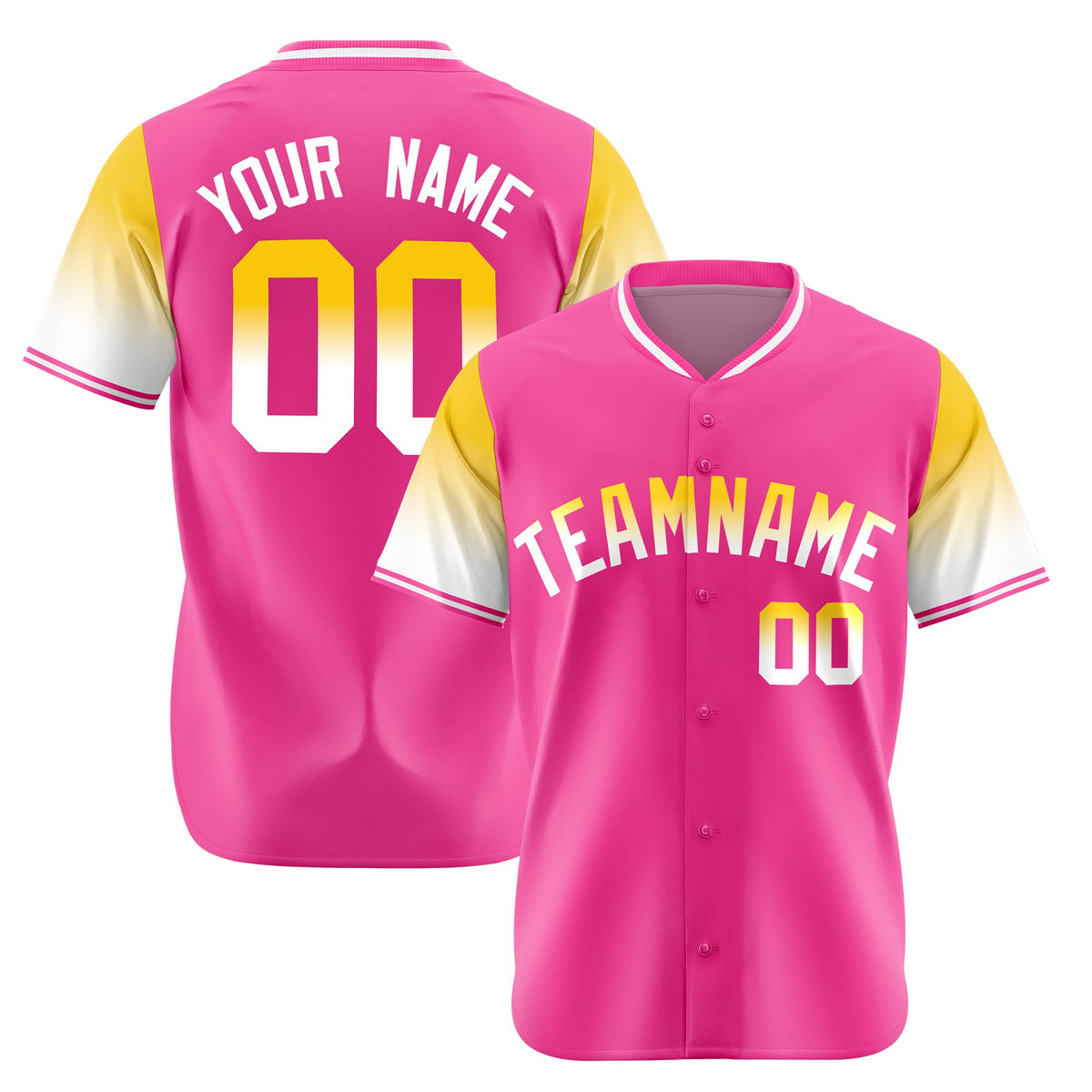Custom Pink Gold-White Gradient Fashion Authentic Baseball Jersey