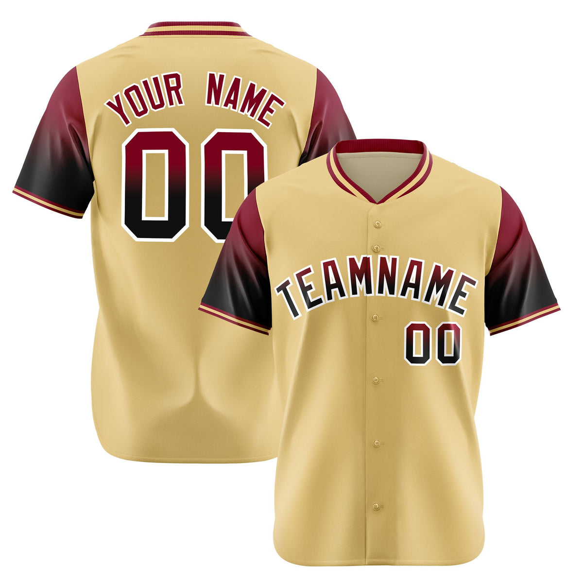 Custom Khaki Crimson-Black Gradient Fashion Authentic Baseball Jersey