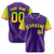 Custom Purple Neon Green-Gold Gradient Fashion Authentic Baseball Jersey