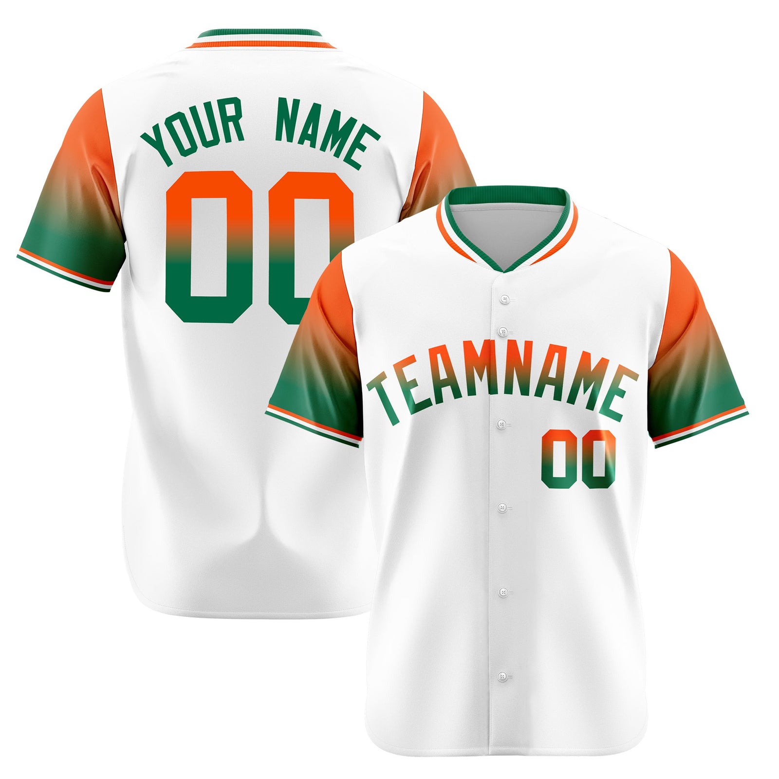 Custom White Orange-Kelly Green Gradient Fashion Authentic Baseball Jersey