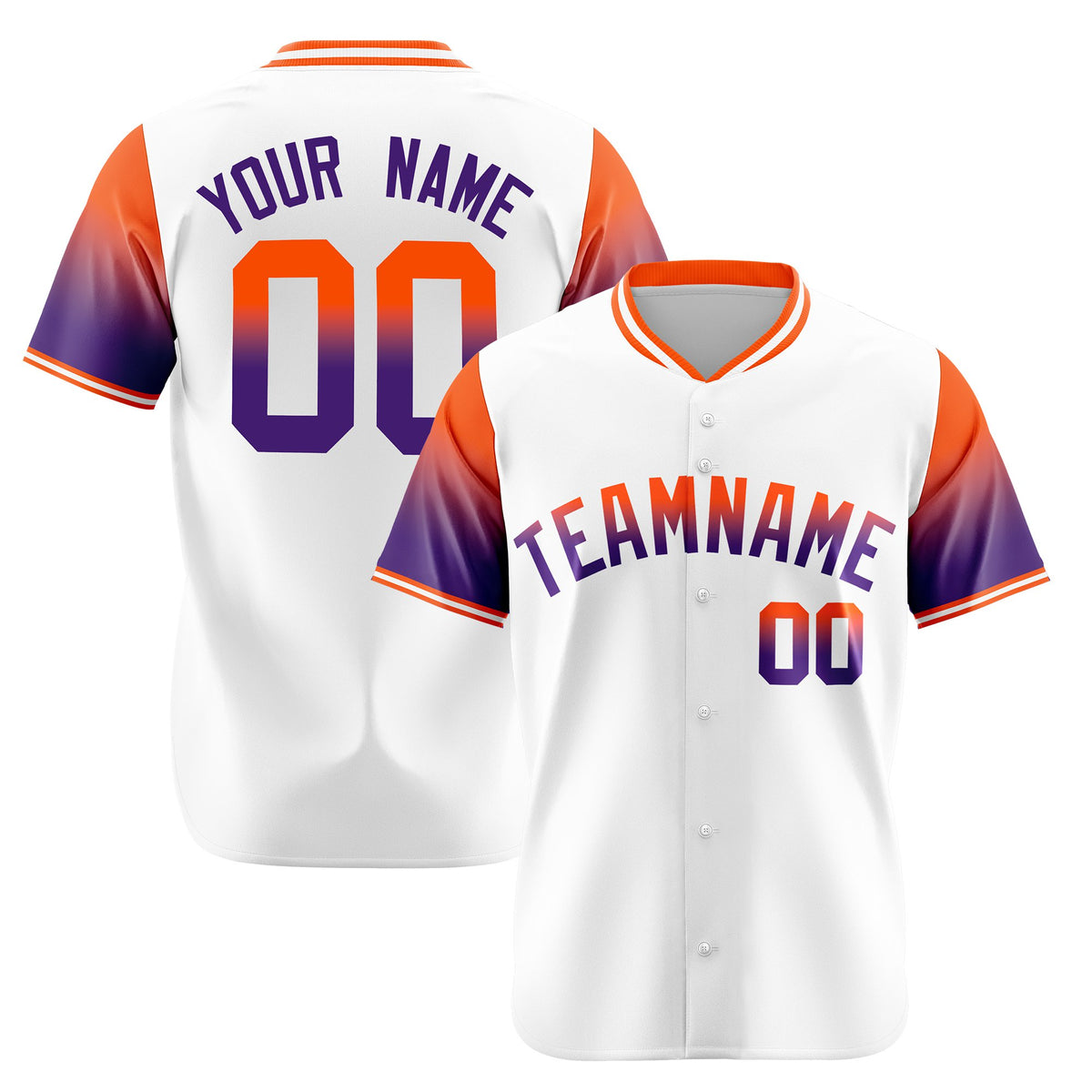 Custom White Orange-Purple Gradient Fashion Authentic Baseball Jersey