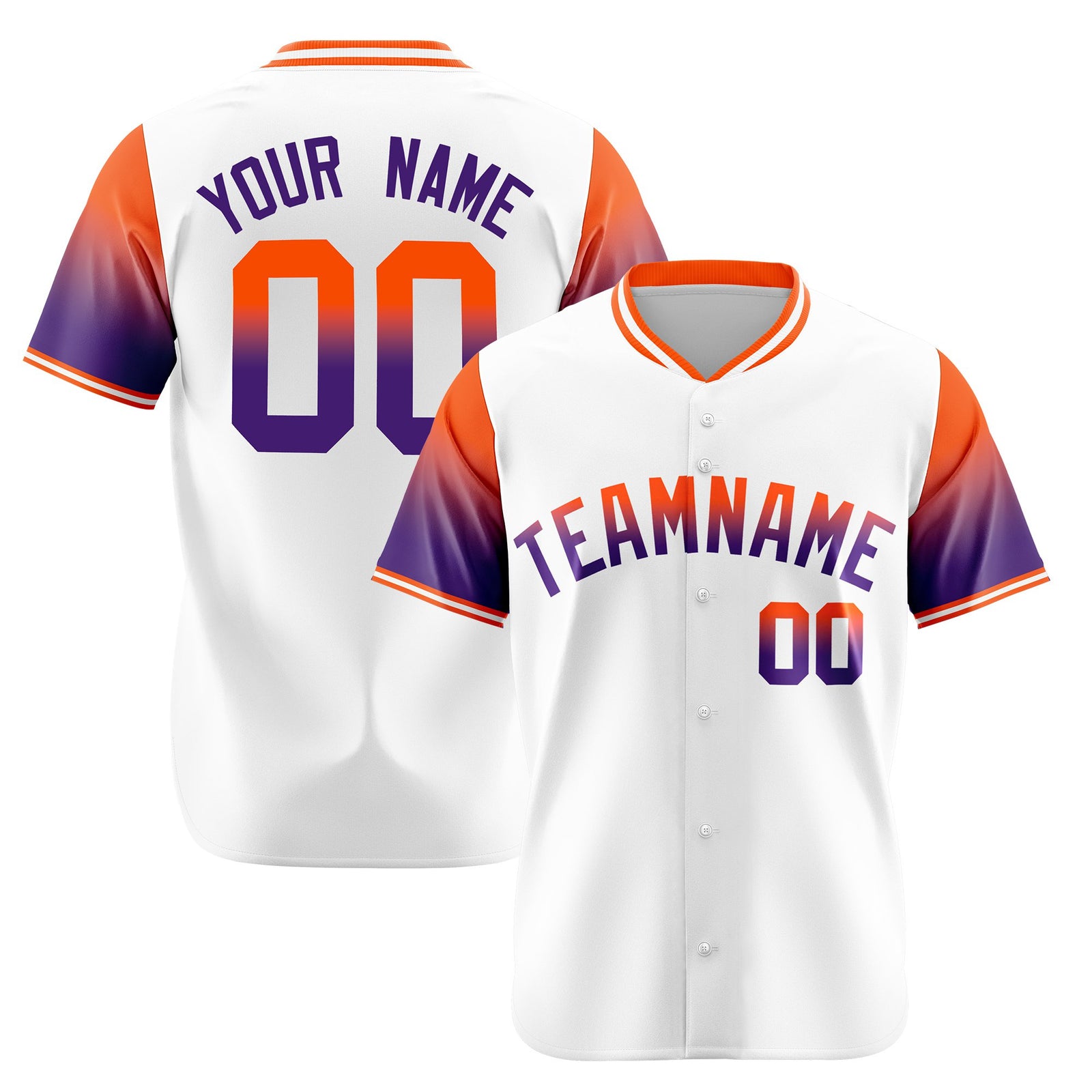 Custom White Orange-Purple Gradient Fashion Authentic Baseball Jersey