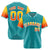 Custom Aqua Gold-Orange Gradient Fashion Authentic Baseball Jersey