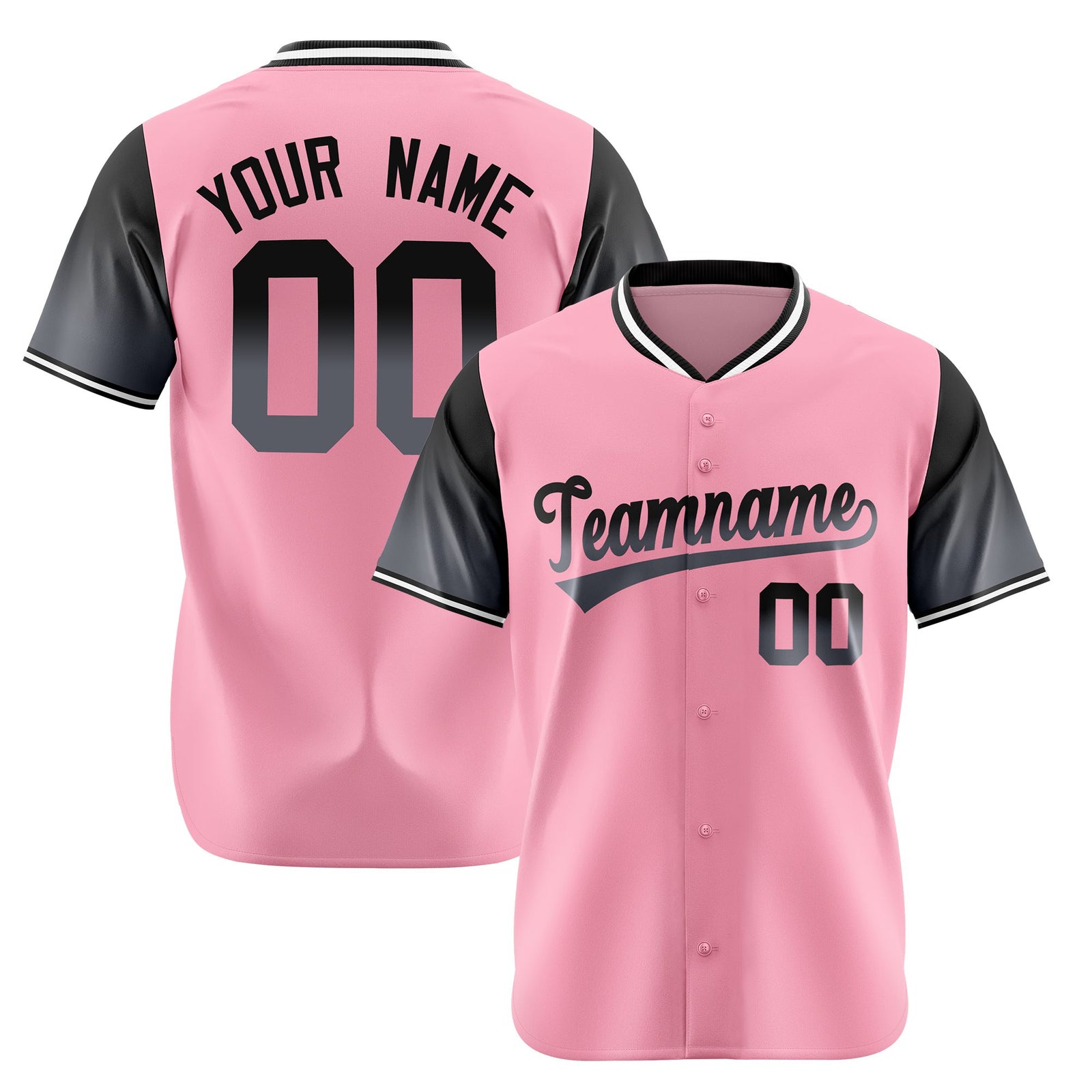 Custom Light Pink Black Gradient Fashion Authentic Baseball Jersey