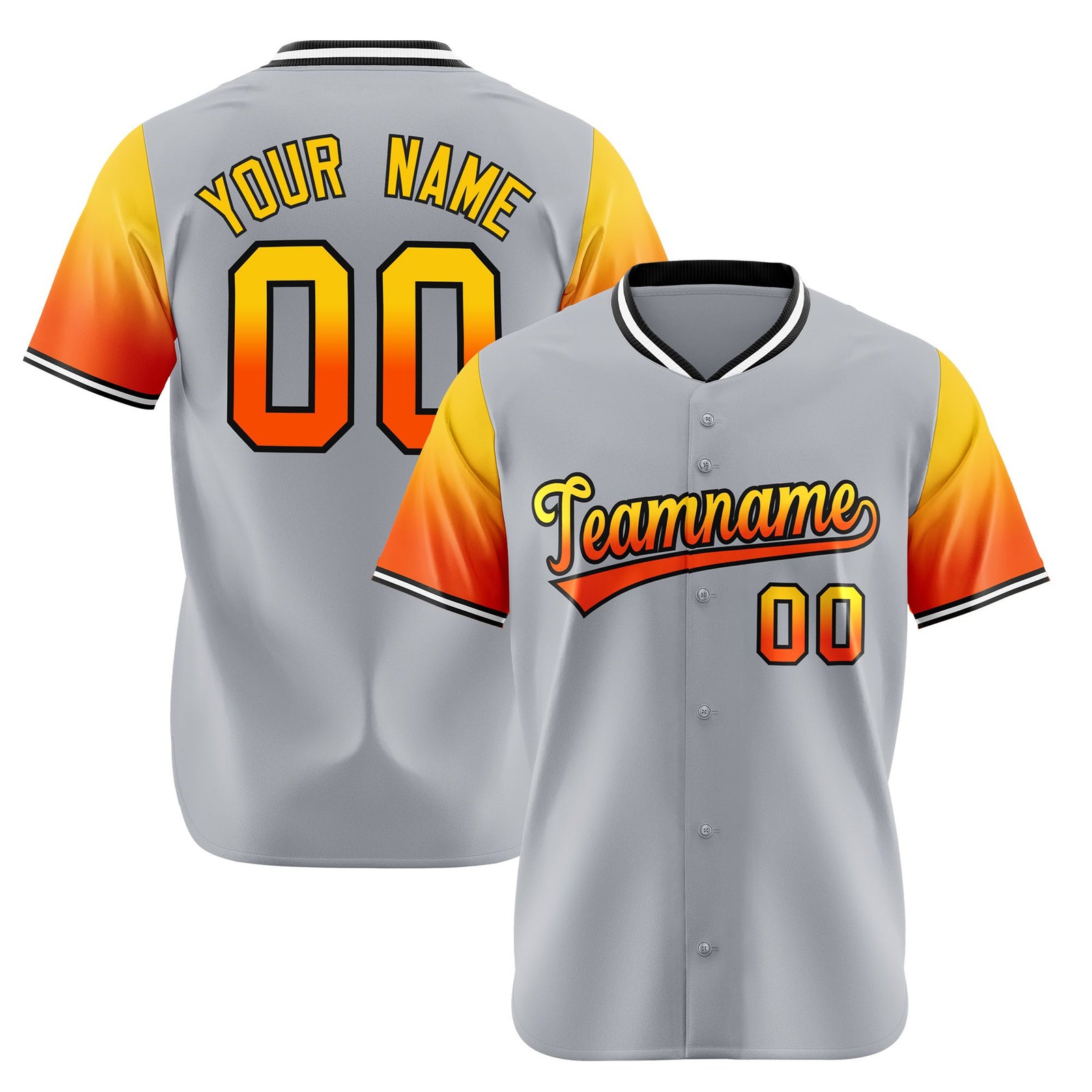 Custom Gray Gold-Orange Gradient Fashion Authentic Baseball Jersey