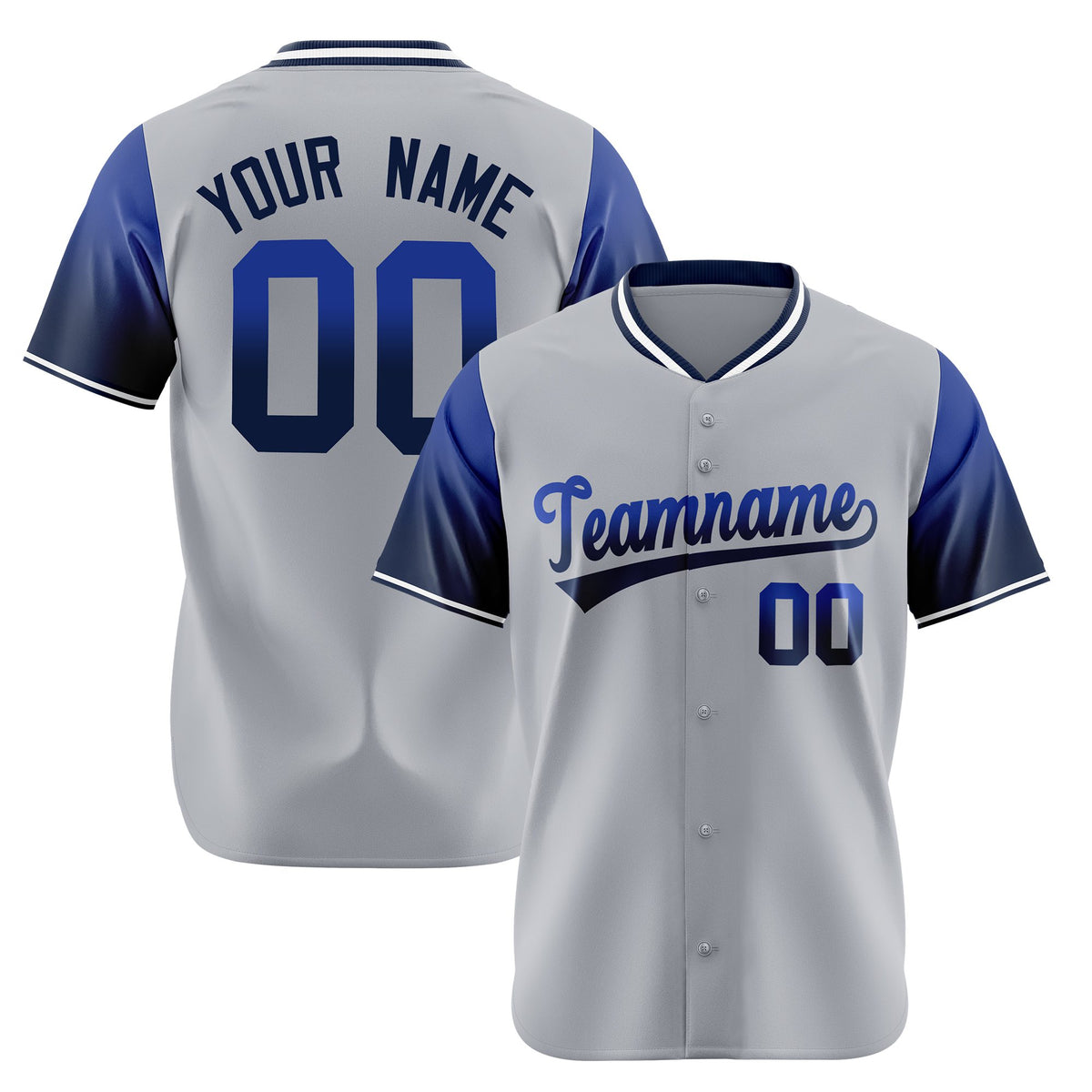 Custom Gray Royal Blue-Navy Gradient Fashion Authentic Baseball Jersey