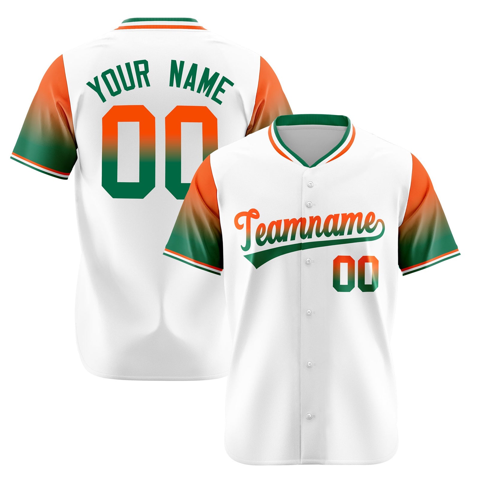 Custom White Orange-Kelly Green Gradient Fashion Authentic Baseball Jersey