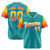 Custom Aqua Gold-Orange Gradient Fashion Authentic Baseball Jersey