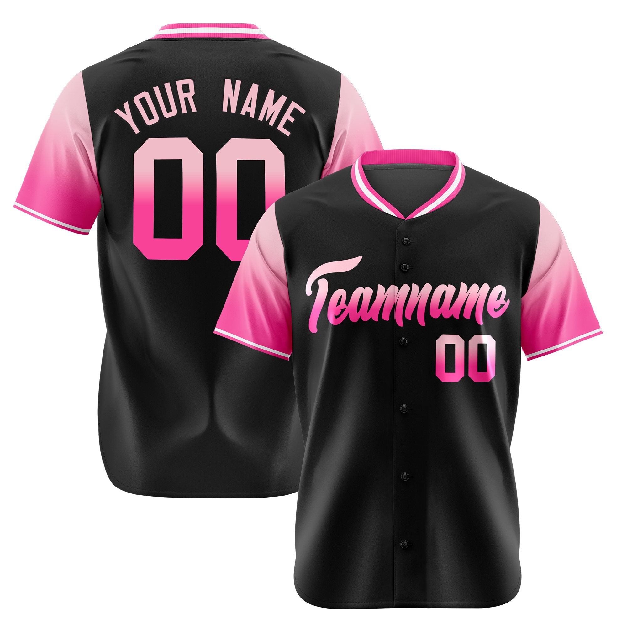 Custom Black Light Pink-Pink Gradient Fashion Authentic Baseball Jersey