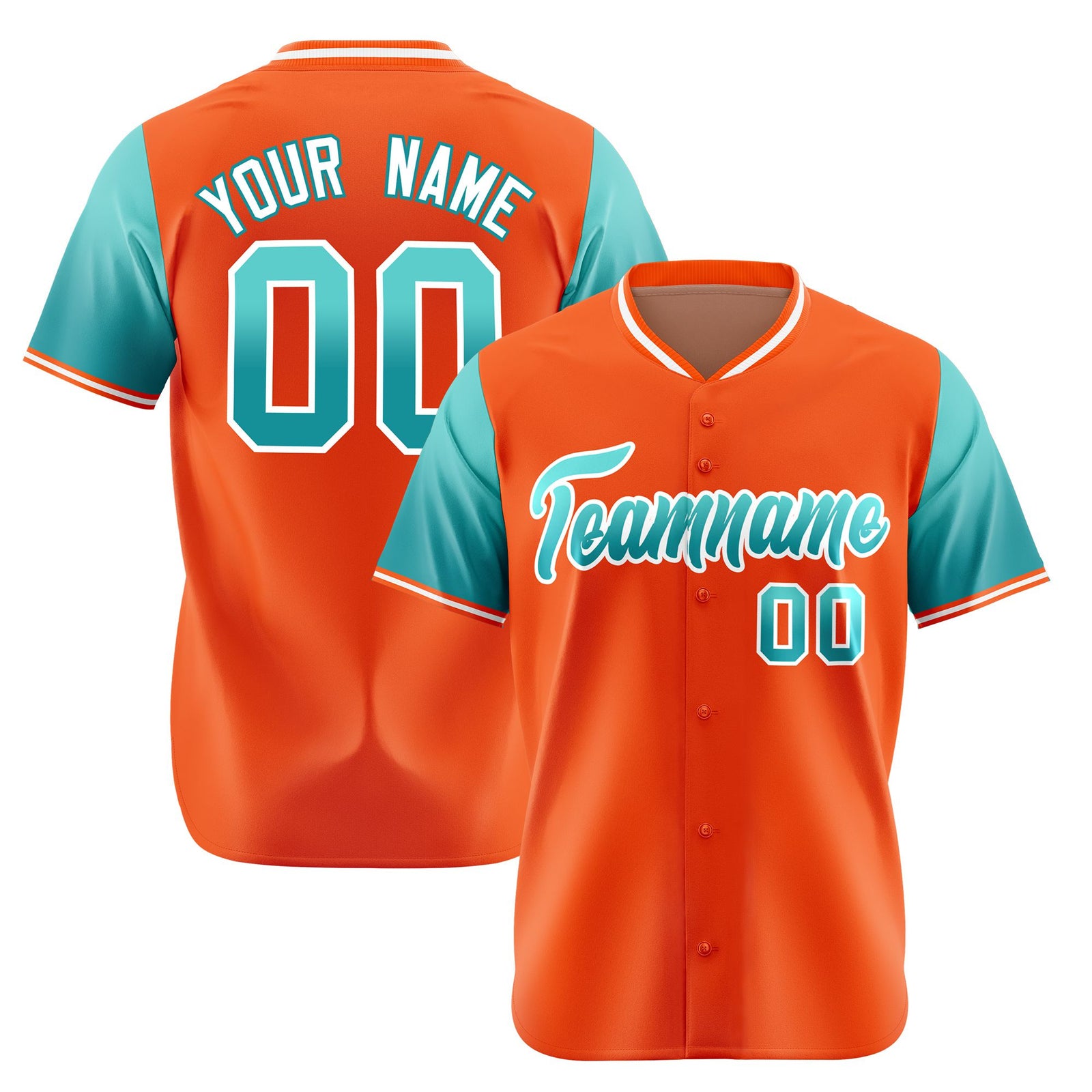 Custom Orange Aqua Gradient Fashion Authentic Baseball Jersey