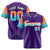 Custom Purple Orange-Aqua Gradient Fashion Authentic Baseball Jersey