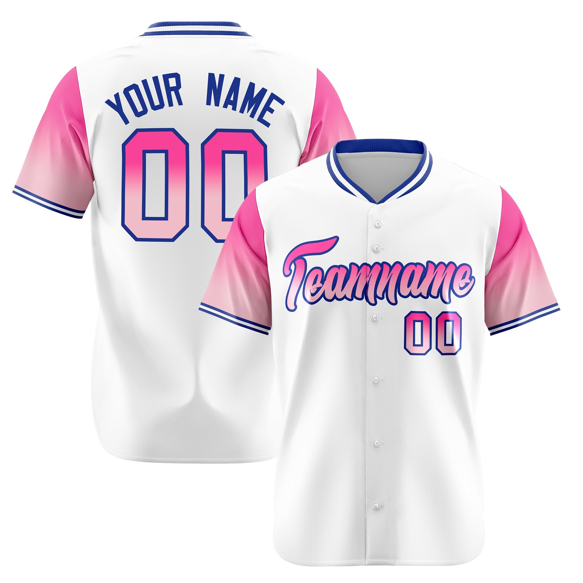 Custom White Pink-Light Pink Gradient Fashion Authentic Baseball Jersey