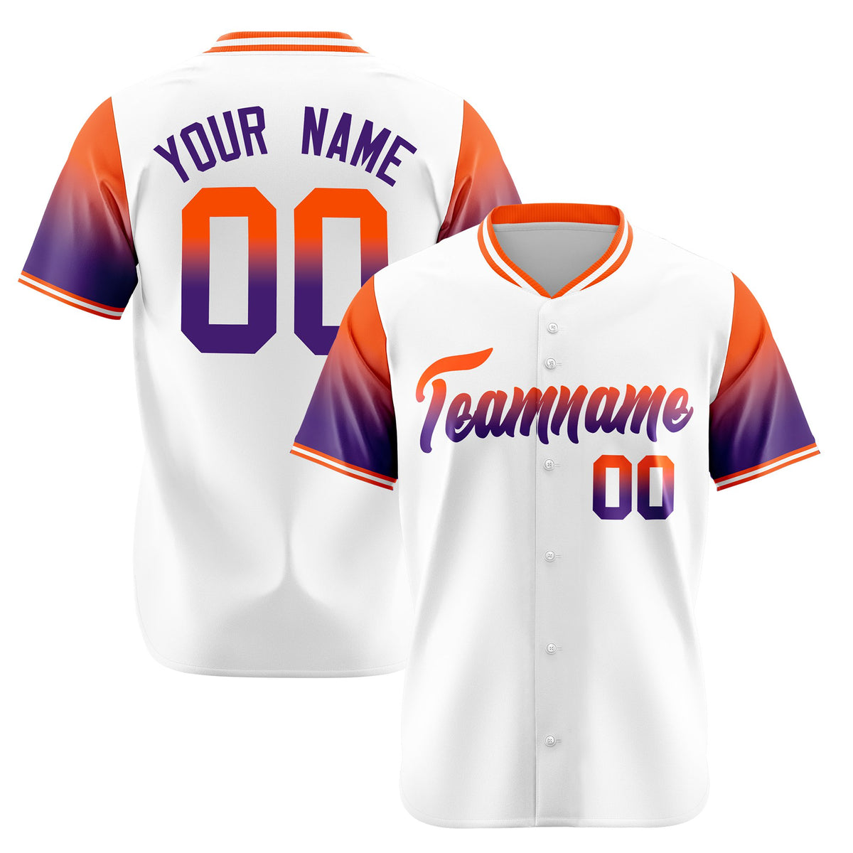 Custom White Orange-Purple Gradient Fashion Authentic Baseball Jersey