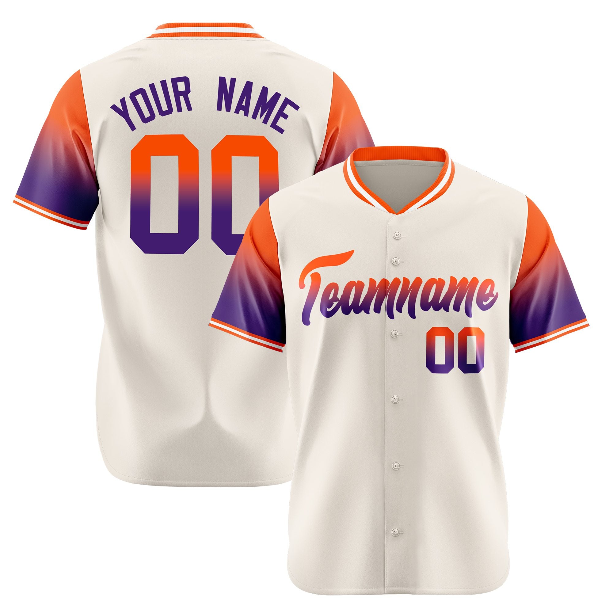 Custom Cream Orange-Purple Gradient Fashion Authentic Baseball Jersey