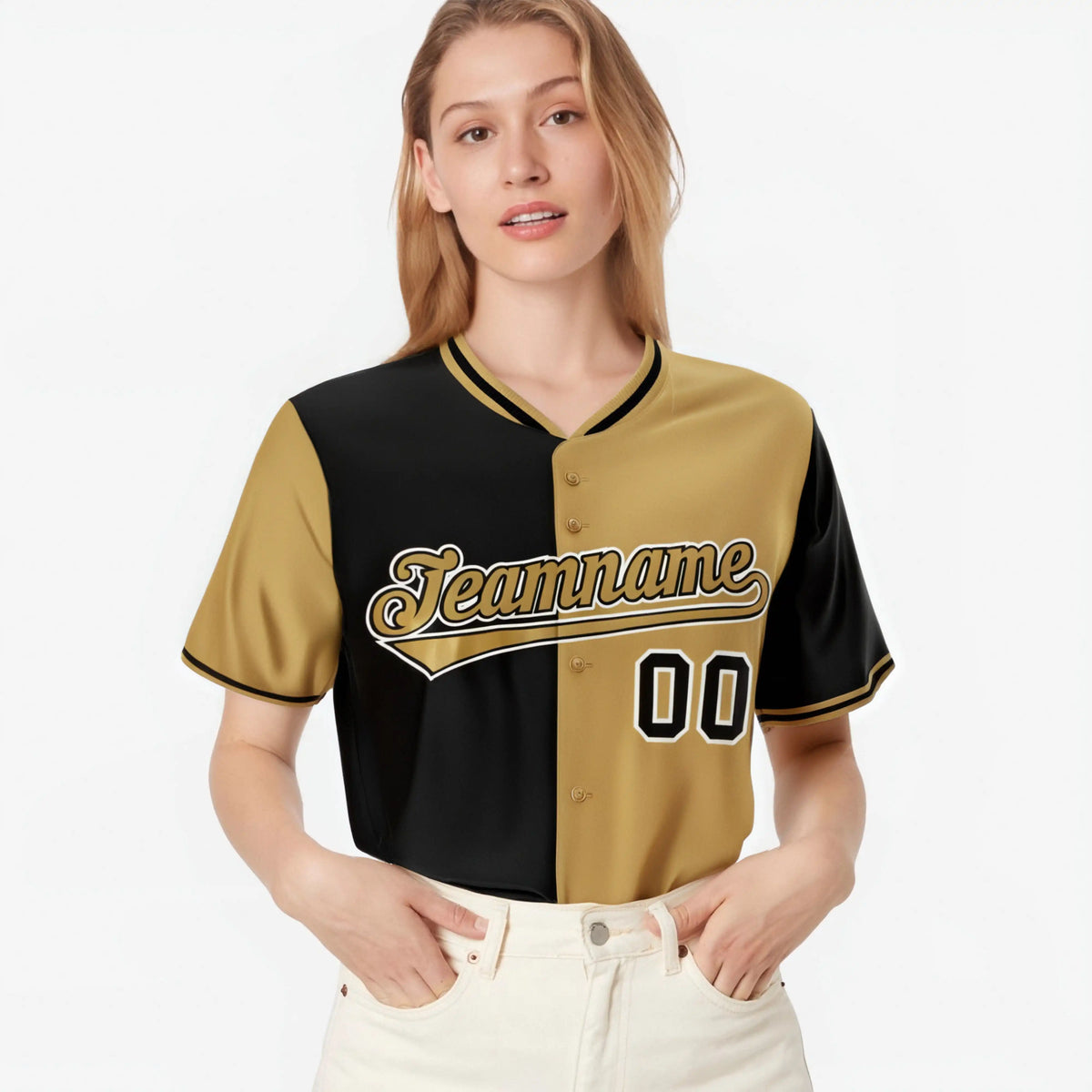 Custom Black Old Gold Authentic Split Fashion Baseball Jersey