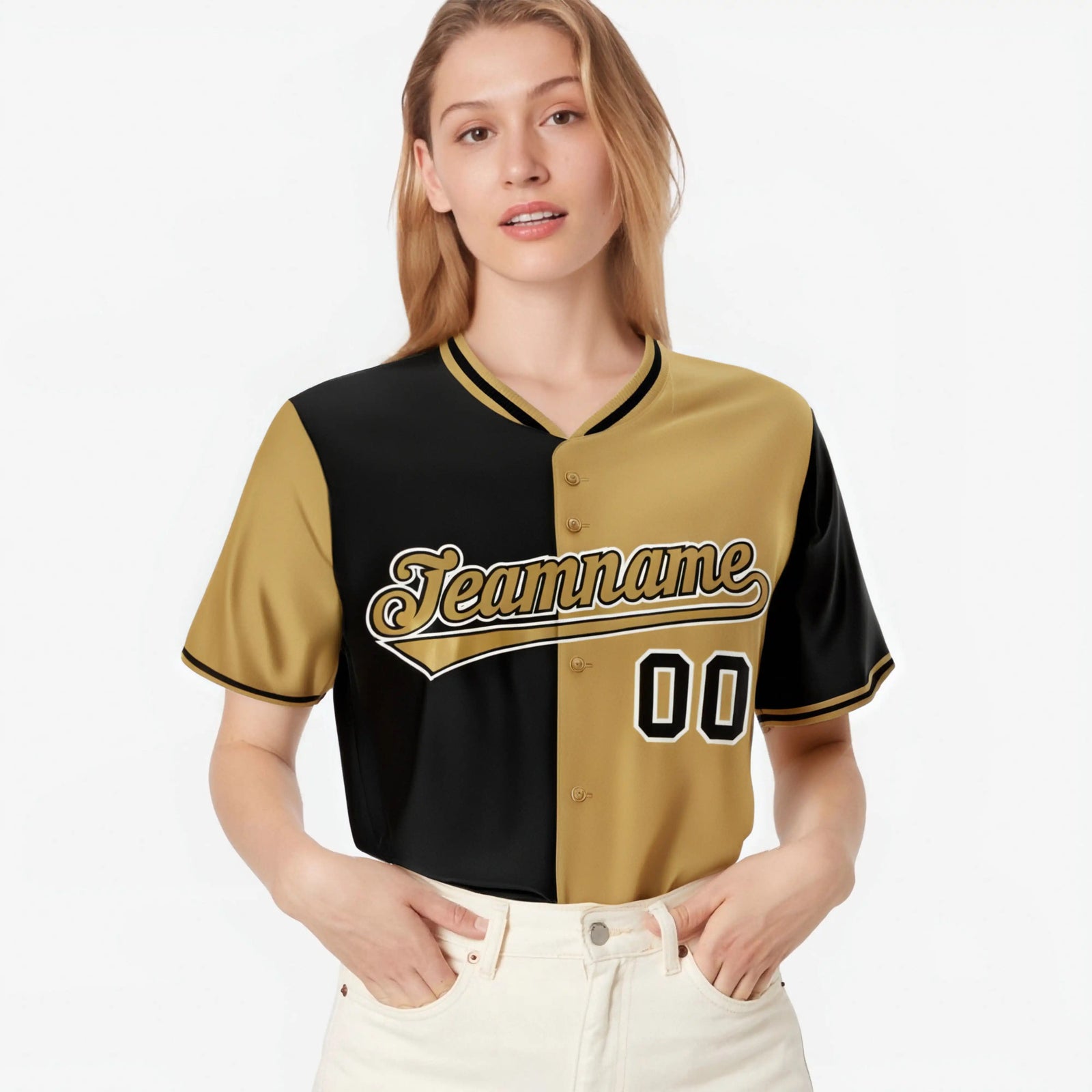 Custom Black Old Gold Authentic Split Fashion Baseball Jersey