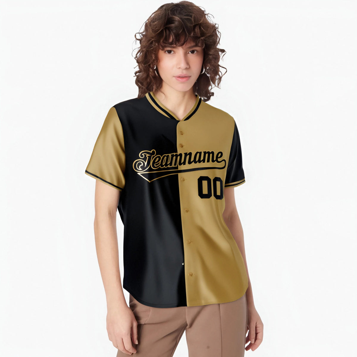 Custom Black Old Gold Authentic Split Fashion Baseball Jersey