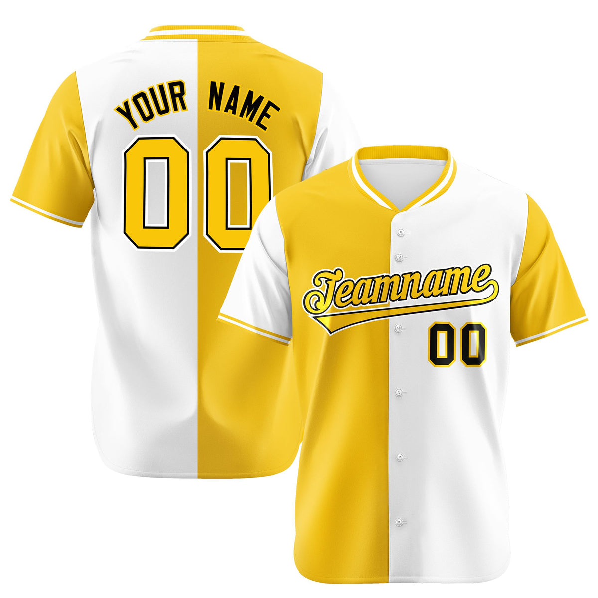 Custom Gold White Authentic Split Fashion Baseball Jersey