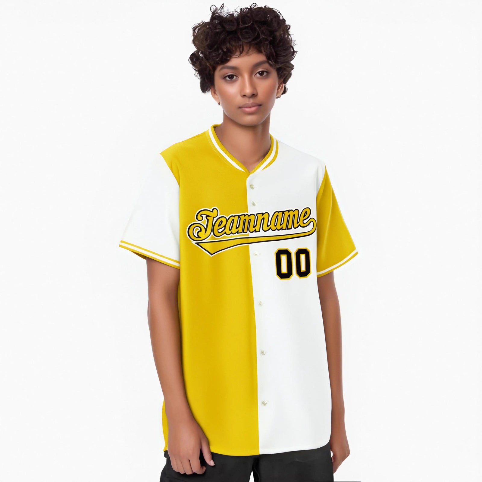 Custom Gold White Authentic Split Fashion Baseball Jersey