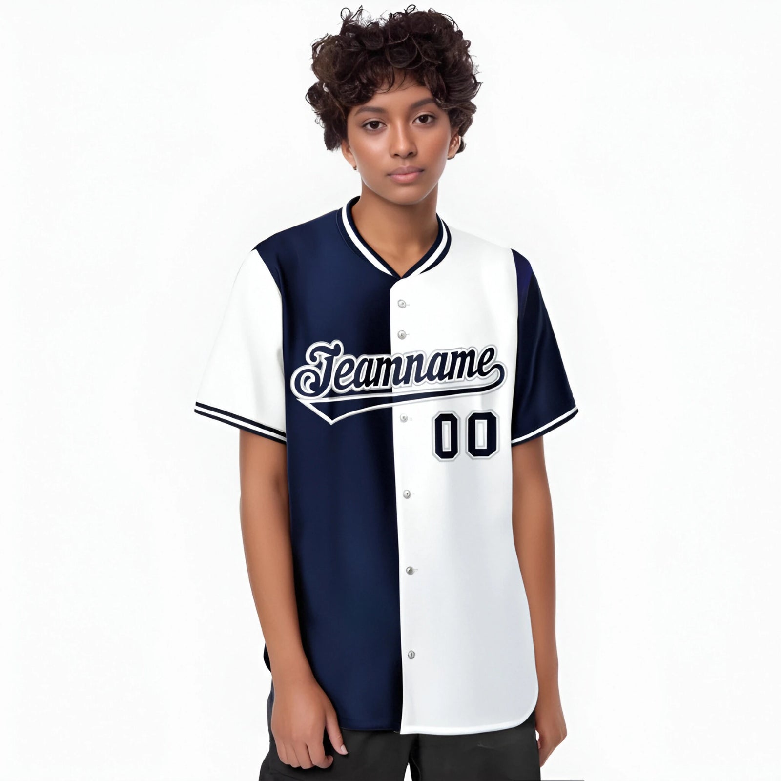 Custom Navy White Authentic Split Fashion Baseball Jersey